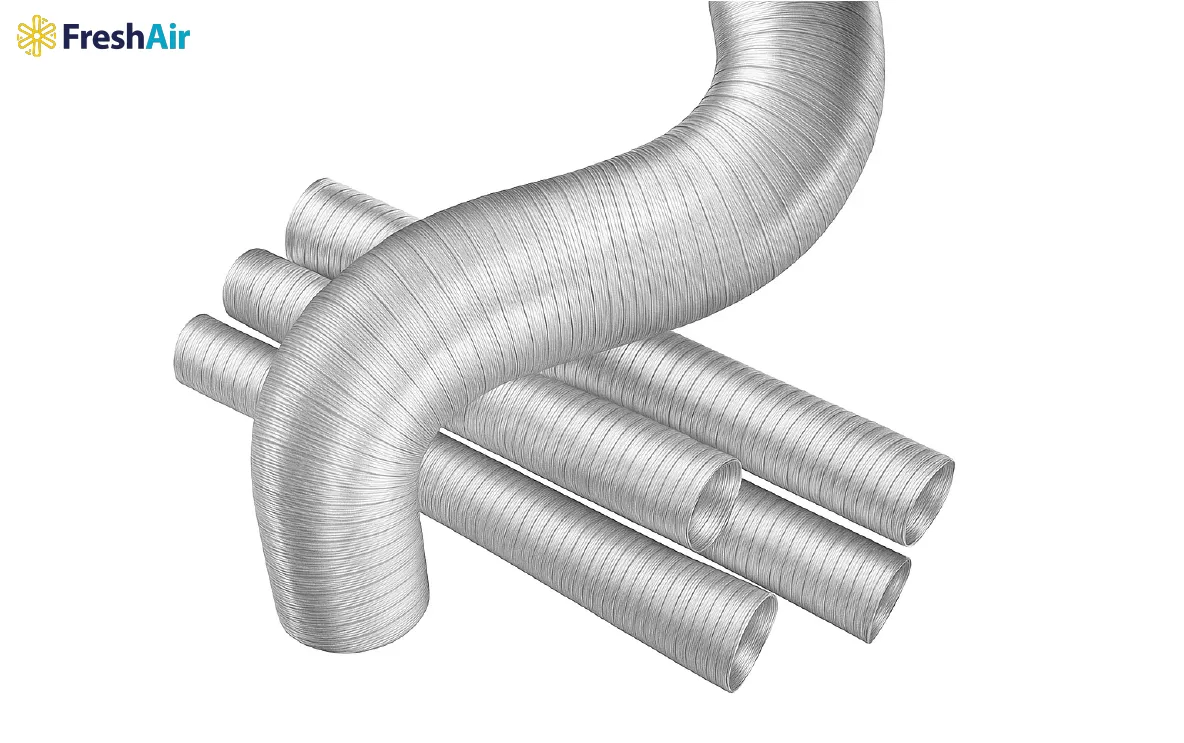 Ống dẫn khói kết nối chụp hút với quạt, đưa khói ra ngoài hiệu quả