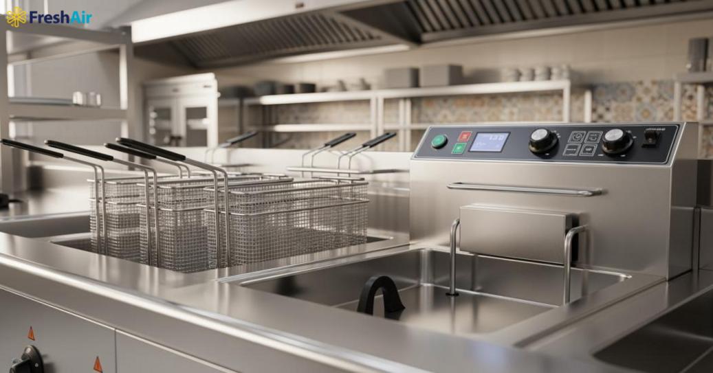 Bếp chiên công nghiệp được phân loại theo nhiên liệu, số lượng hộc chiên