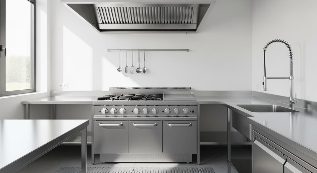 Bếp Công Nghiệp Đơn Inox Công Suất 8-15kw Với Hệ Thống Hút Khói