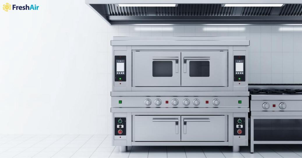 Hệ thống hút khói kết hợp lò nướng gas công nghiệp giúp cân bằng nhiệt, hạn chế mùi