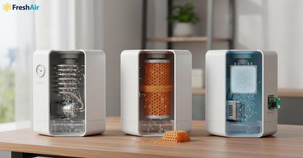 Nguyên lý hoạt động và phân loại theo cơ chế (cơ chế hoạt động của máy hút ẩm)