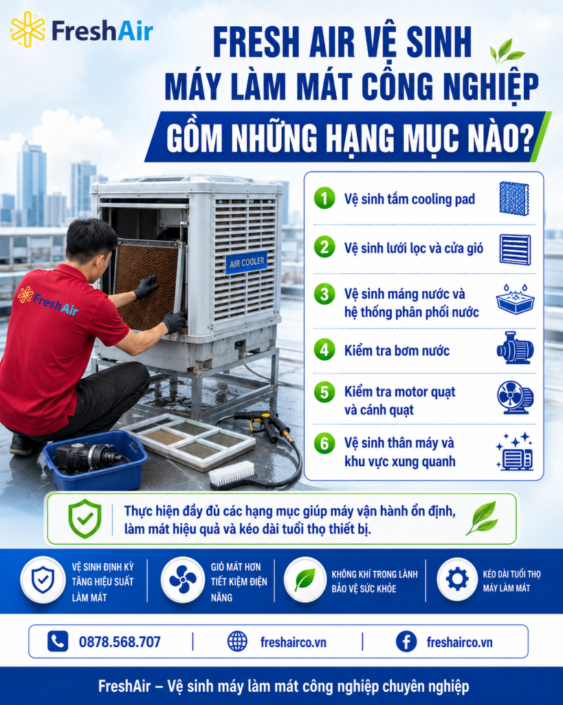 Fresh Air ve sinh may lam mat cong nghiep gom nhung hang muc nao