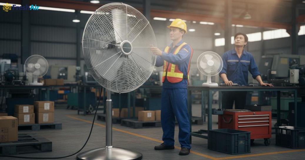 Quạt đứng công nghiệp là gì? đặc điểm và lợi ích vận hành