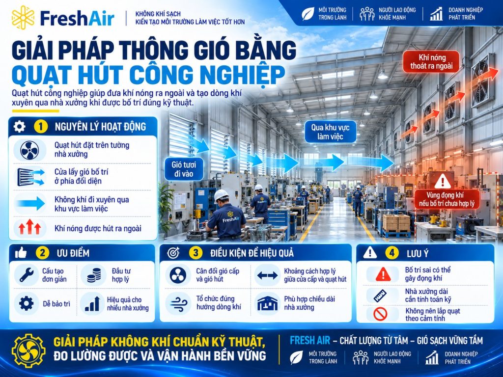 Giải pháp thông gió bằng quạt hút công nghiệp