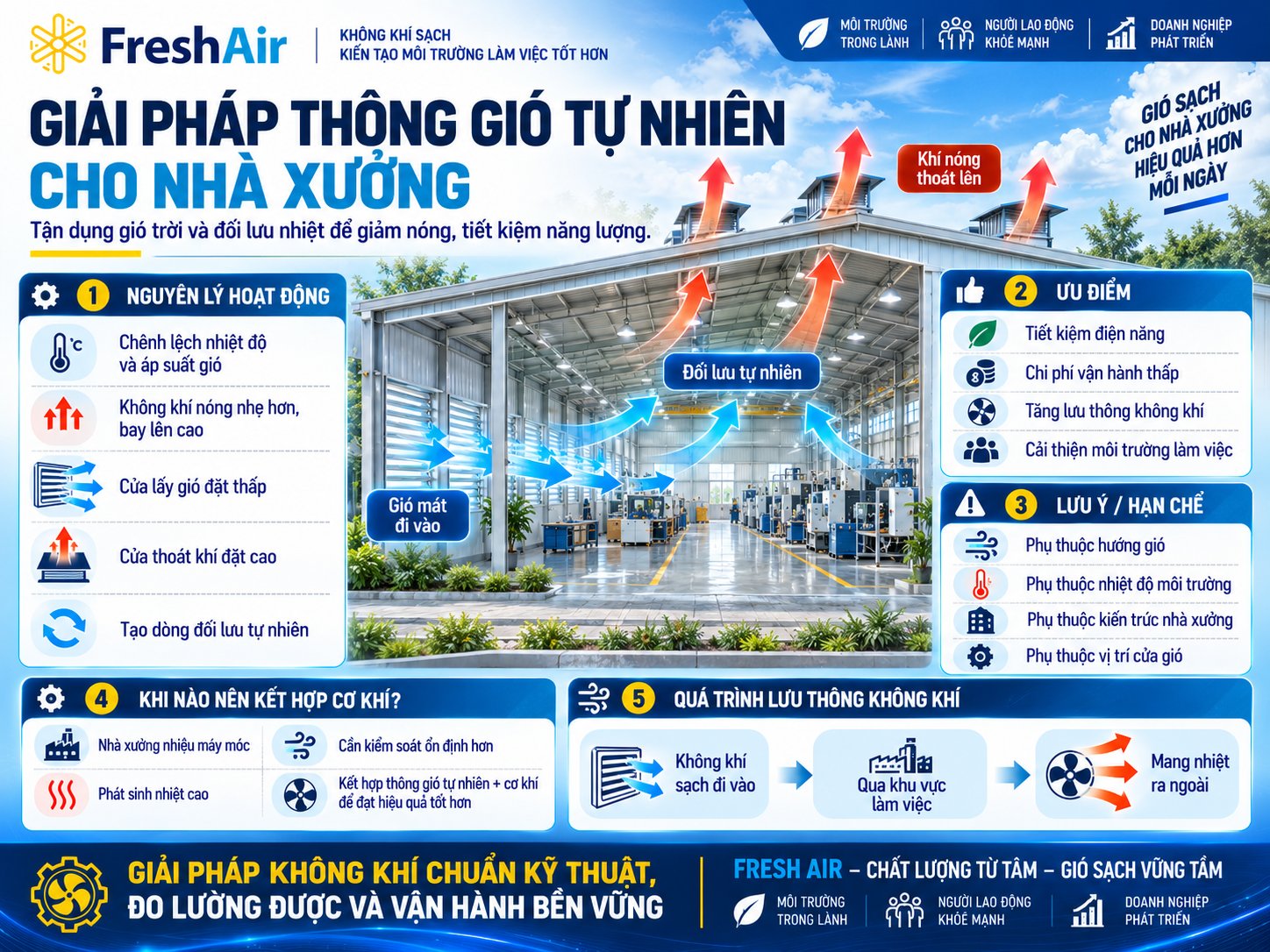 Giải pháp thông gió tự nhiên cho nhà xưởng