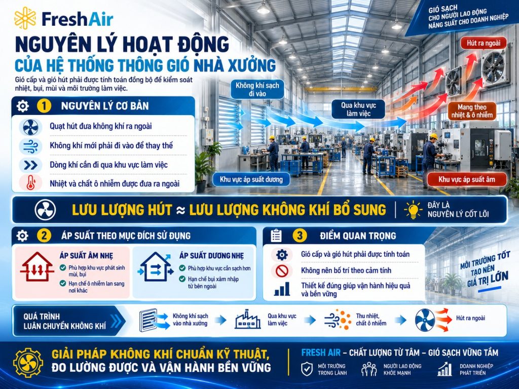 Nguyên lý hoạt động của hệ thống thông gió nhà xưởng