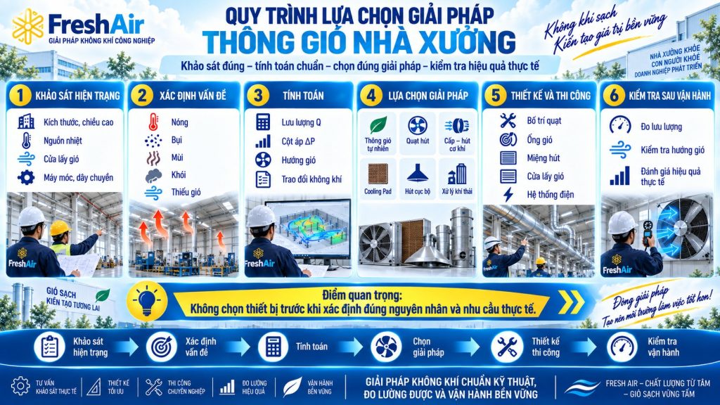 Nhà xưởng có cần lắp hệ thống thông gió không? Khi nào cần lắp? 16 Quy trình lựa chọn giải pháp thông gió nhà xưởng