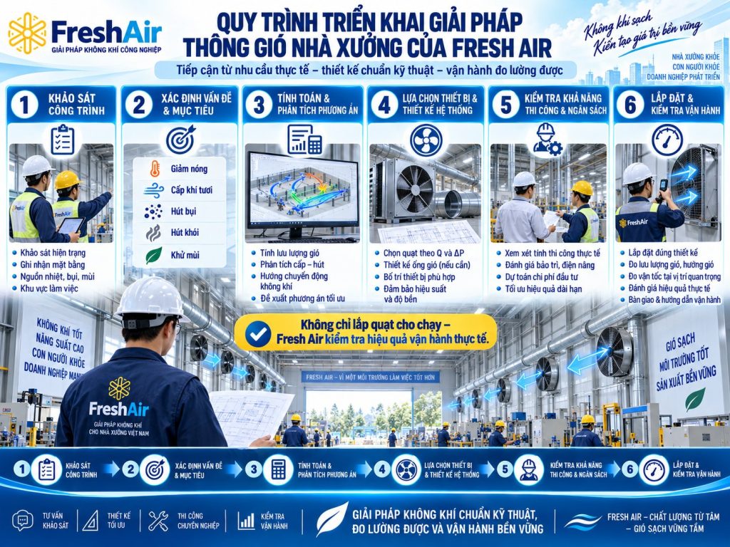 Quy trình triển khai giải pháp thông gió nhà xưởng