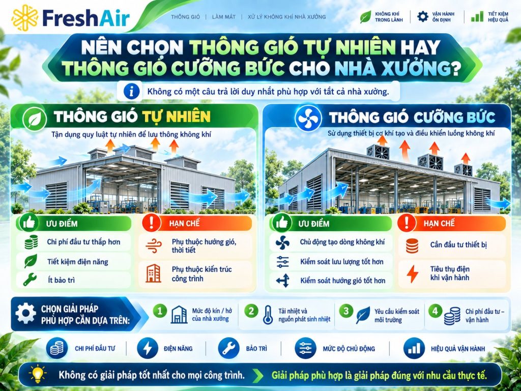 Nên chọn thông gió tự nhiên hay thông gió cưỡng bức cho nhà xưởng? 5 Nên chọn thông gió tự nhiên hay thông gió cưỡng bức cho nhà xưởng