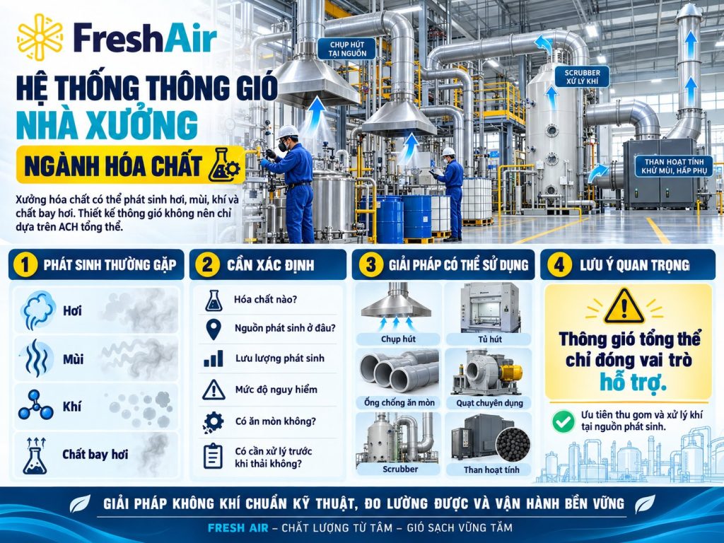 Những ngành sản xuất nào cần hệ thống thông gió nhà xưởng? 23 Hệ thống thông gió nhà xưởng Ngành hóa chất