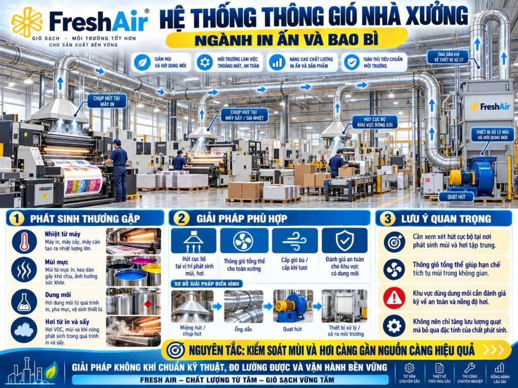 Những ngành sản xuất nào cần hệ thống thông gió nhà xưởng? 20 Hệ thống thông gió nhà xưởng Ngành in ấn và bao bì